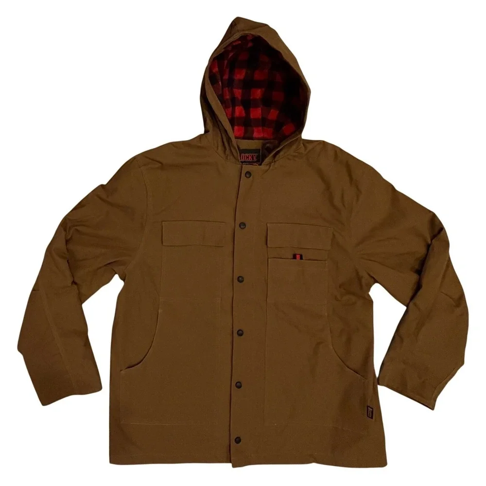 Rocky Ranch Coat Hooded Men XL Tan Lined Canvas Jacket WW00060 **NEW**